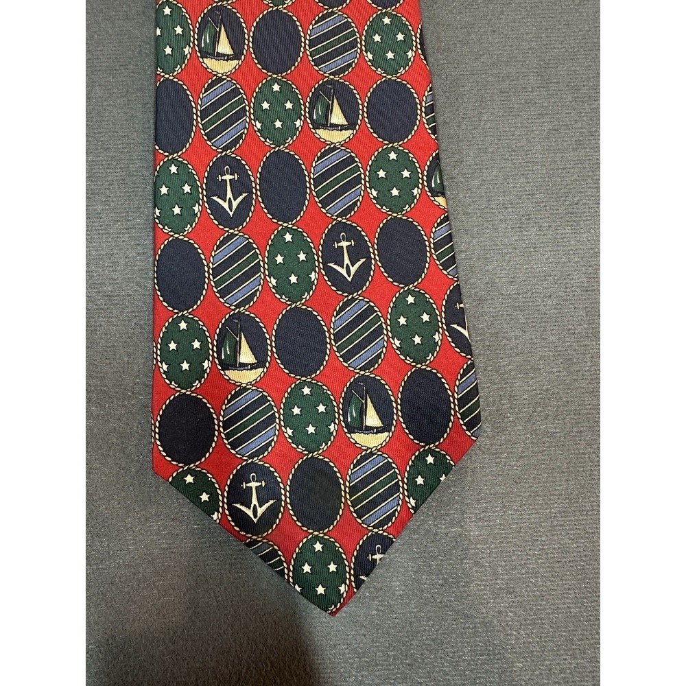 Vintage Tommy Hilfiger Tie 100% Italian Silk Made In USA Sail Boat Nautical